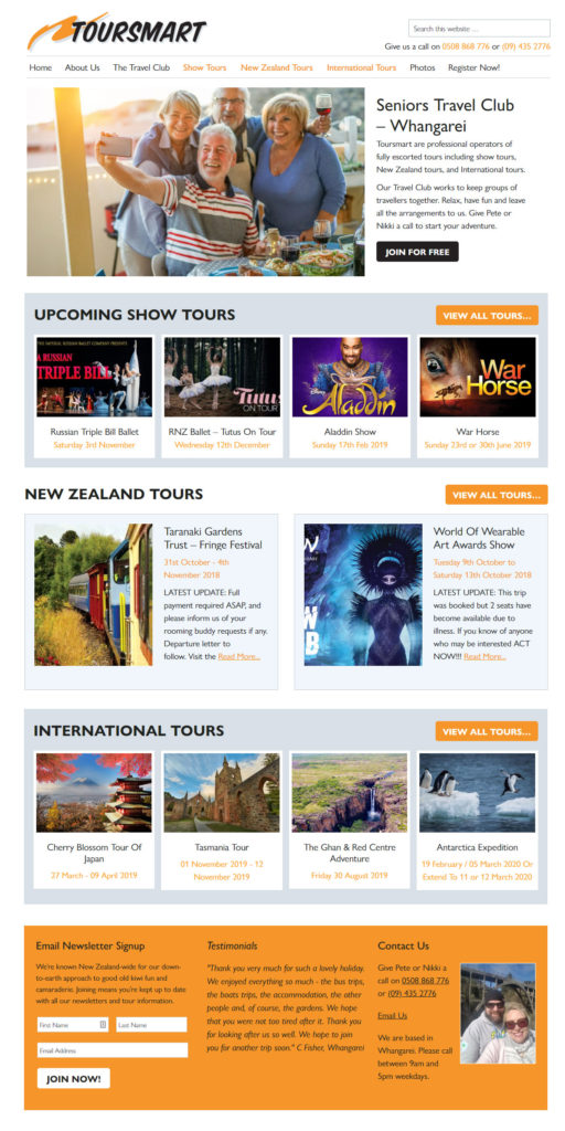Tour company website design